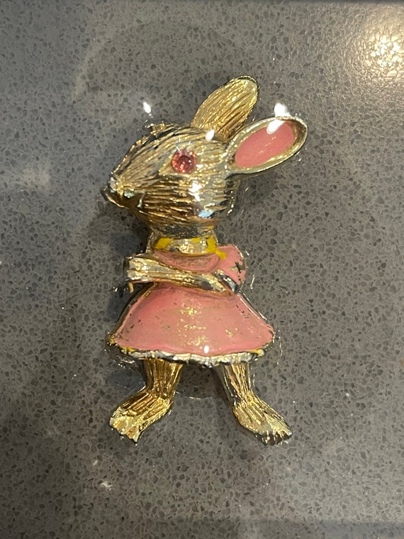 Pink Rabbit Brooch Collectable