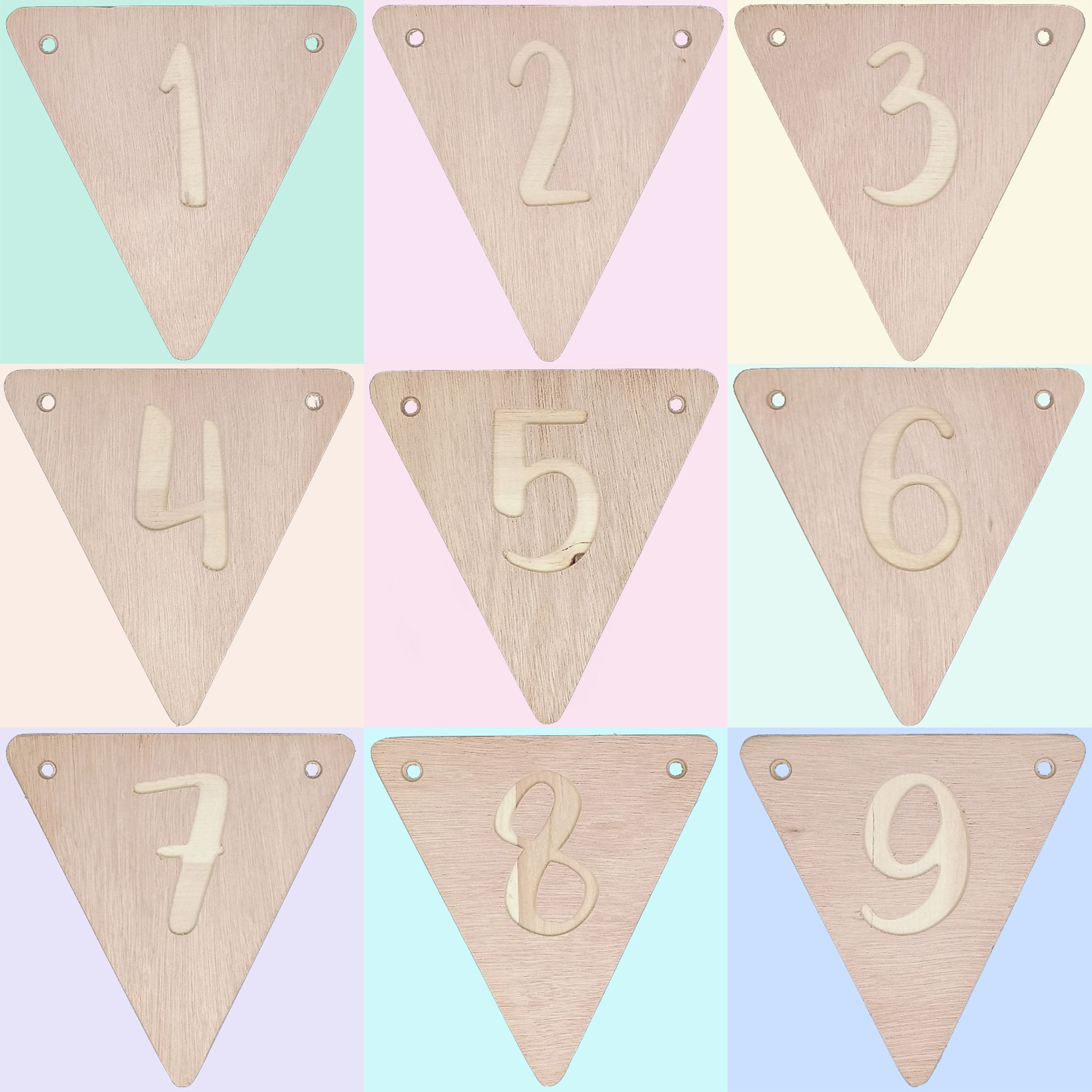 Kit Fanion Bois Joyeux Anniversaire - Guirlande Personnalisable avec Cordon en Tresse de Jute et Poc