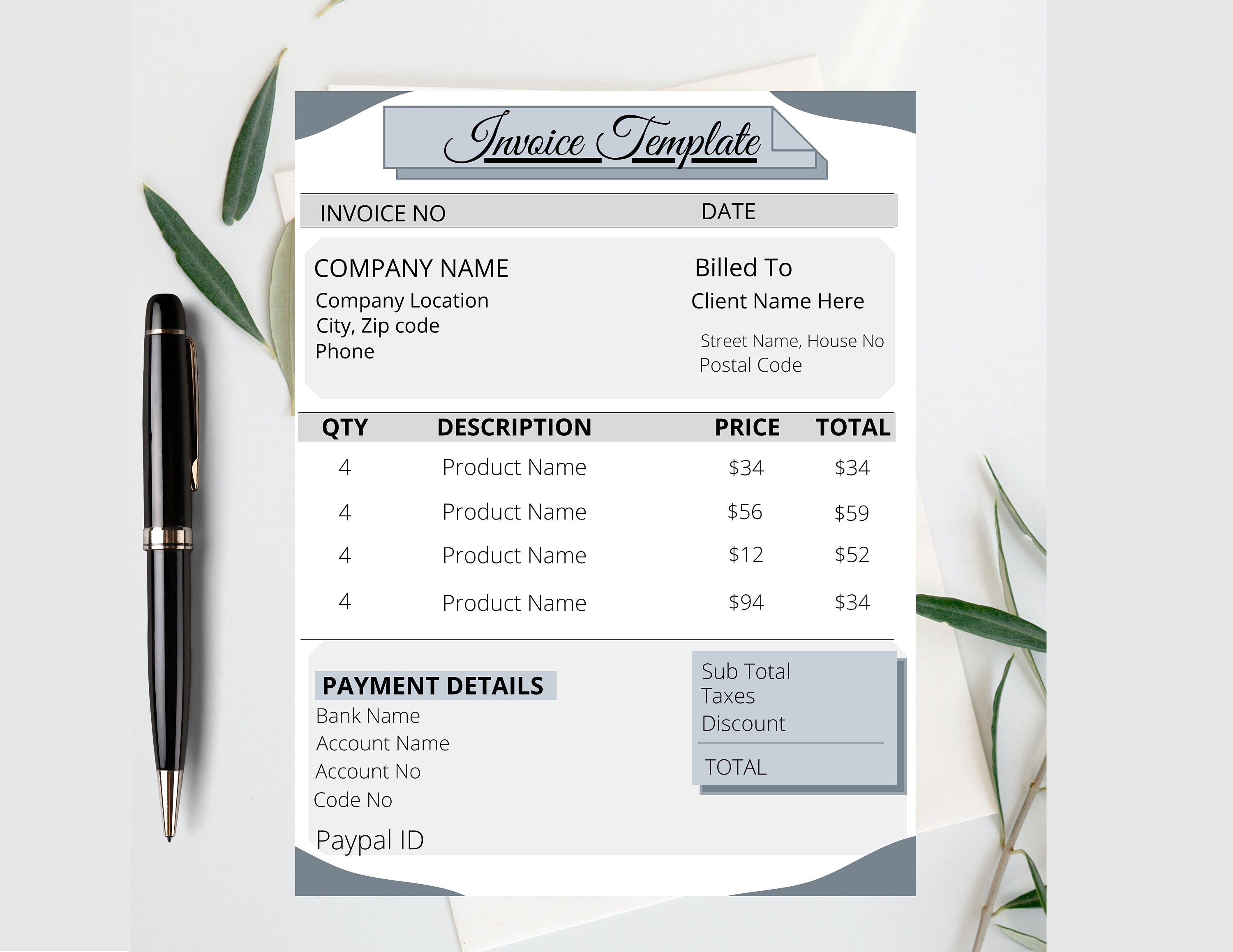 Invoice Template Canva Invoice Template Editable Invoice Printable Invoice Template Canva Invoice Template Editable Invoice Printable