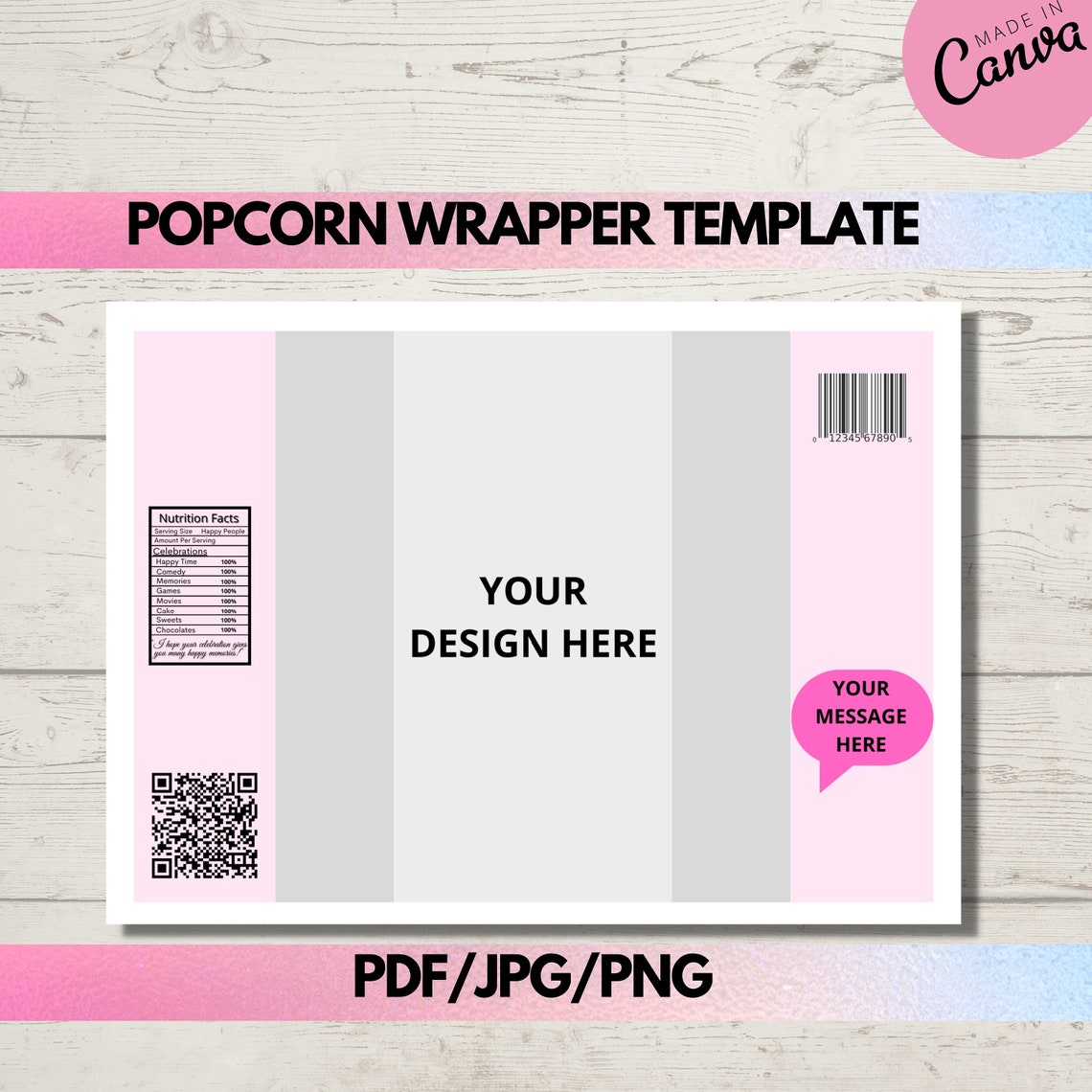Cracker Jack Popcorn Box Wrapper Template, Blank Wrapper Template Chip ...