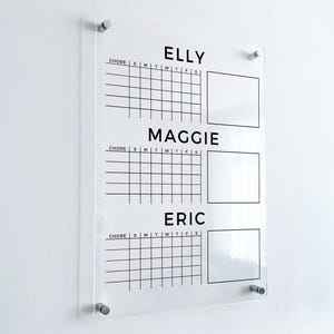 PERSONALIZED Acrylic Personal Chore Chart- Wall Calendar, Dry Erase Board, Dry Erase Calendar, Monthly and Weekly Calendar, Note Board