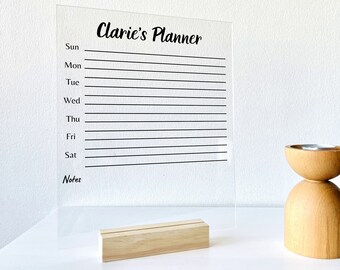 Custom Acrylic Week Planner Calendar - Dry Erase Board, Dry Erase Calendar, Monthly and Weekly Calendar, Transparent Calendar