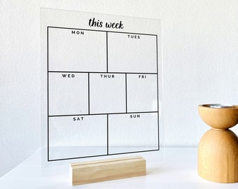 Acrylic Weekly Desk Calendar 2023 - Personalized Dry Erase Board, Desk Calendar, Weekly Calendar, Housewarming Gift, Custom Calendar