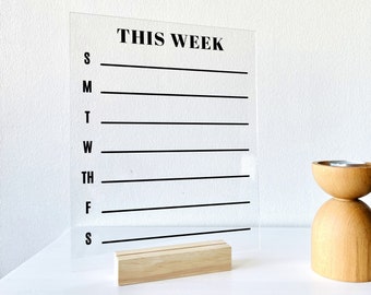 Acrylic Weekly Desk Calendar 2023 - Personalized Dry Erase Board, Desk Calendar, Weekly Calendar, Housewarming Gift, Custom Glass Calendar