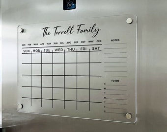 Magnetic Acrylic Calendar - Magnetic Fridge Monthly Calendar, Monthly and Weekly Fridge Calendar 2023 with Marker, Personalized Note Board