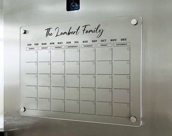 Magnetic Acrylic Family Planner | Dry Erase Monthly Calendar | Monthly and Weekly Wall Calendar 2023 with Marker | Personalized Note Board