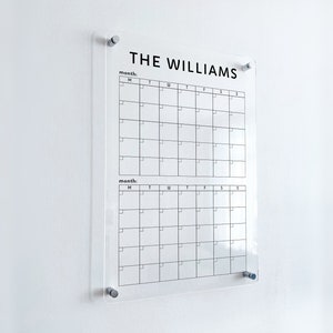 Personalized Acrylic Family Calendar - To-Do List, Custom Wall Calendar, Dry Erase Board, Weekly Calendar, Transparent Calendar