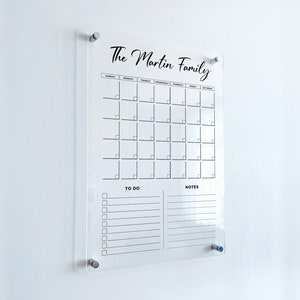 Acrylic Family Planner Wall Calendar - Personalized Dry Erase Board, Dry Erase Calendar, Monthly and Weekly Calendar, Transparent Calendar