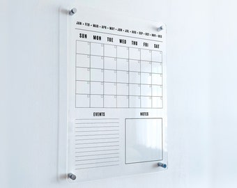 Acrylic Wall Calendar 2026 - Personalized Dry Erase Board, Vertical Wall Calendar, Monthly and Weekly Calendar, Housewarming Gift