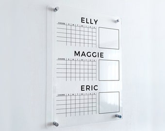 PERSONALIZED Acrylic Personal Chore Chart- Wall Calendar, Dry Erase Board, Dry Erase Calendar, Monthly and Weekly Calendar, Note Board