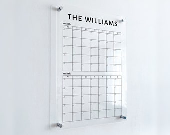 Personalized Acrylic Family Calendar - To-Do List, Custom Wall Calendar, Dry Erase Board, Weekly Calendar, Transparent Calendar