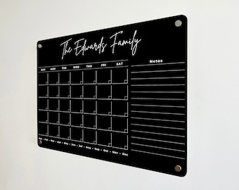 Acrylic Family Planner Wall Calendar - Personalized Dry Erase Board, Dry Erase Calendar, Monthly Weekly Calendar, Transparent Calendar