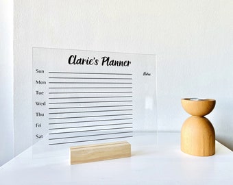 Personalized Acrylic Weekly Planner Calendar - Dry Erase Board, Dry Erase Calendar, Monthly and Weekly Calendar, Transparent Calendar