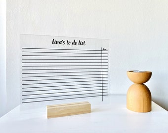 PERSONALIZED Clear Acrylic To-Do List - Dry Erase Board, Custom Dry Erase Calendar, Monthly and Weekly Calendar, Transparent Calendar