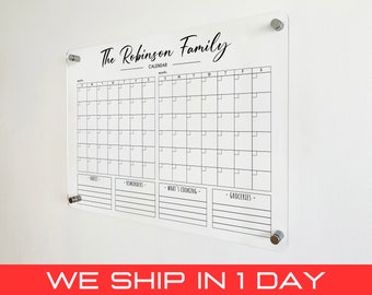 Two Month Clear Acrylic Calendar - Dry Erase Monthly Calendar, Monthly and Weekly Wall Calendar 2023 with Marker, Personalized Note Board