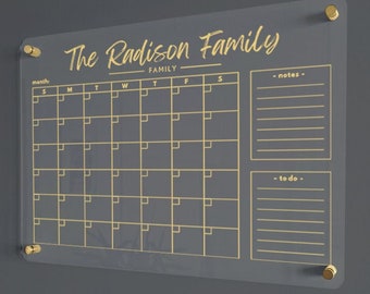 PERSONALIZED Acrylic Family Planner Wall Calendar - Dry Erase Board, Dry Erase Calendar, Monthly and Weekly Calendar, Transparent Calendar