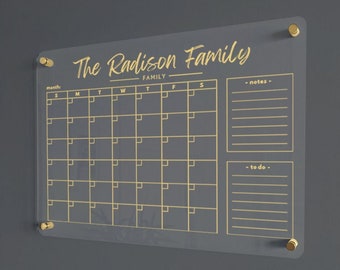 PERSONALIZED Acrylic Family Planner Wall Calendar - Dry Erase Board, Dry Erase Calendar, Monthly and Weekly Calendar, Transparent Calendar