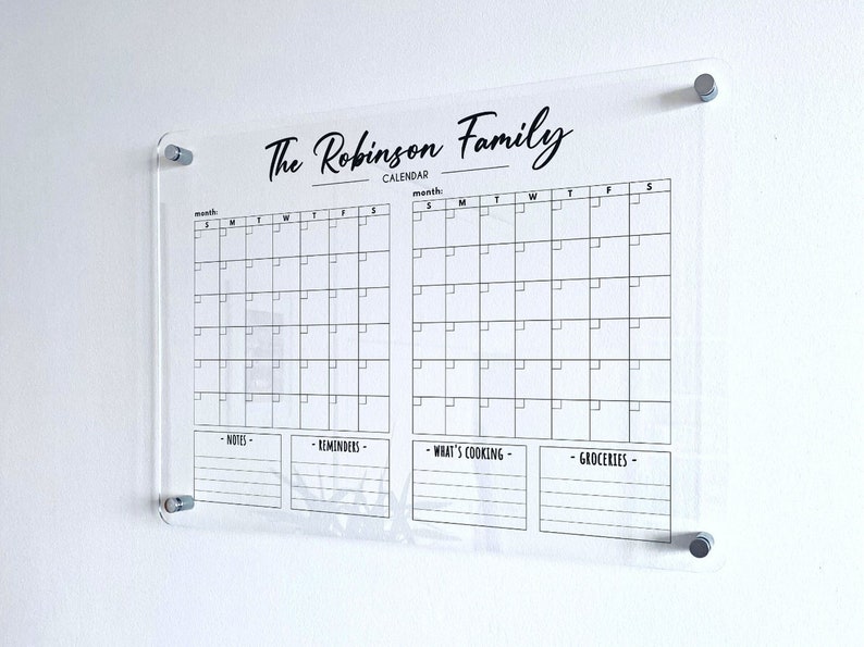 Two Month Clear Acrylic Calendar Dry Erase Monthly Calendar Etsy Two Month Clear Acrylic Calendar Dry Erase Monthly Calendar Etsy
