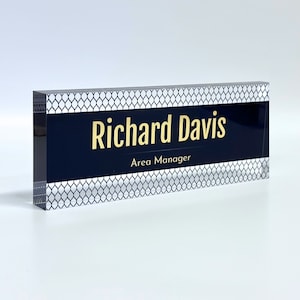 Custom Clear Acrylic Thick 8x3&quot; - Desk Name Plate Block with Personalized Logo Gift for Teacher Co-workers Christmas Gift Thanksgiving Gift