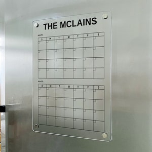 Magnetic Acrylic Calendar - Magnetic Fridge Monthly Calendar, Monthly and Weekly Fridge Calendar 2025 with Marker, Personalized Note Board