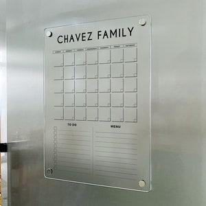 FRIDGE CALENDAR  Magnetic Fridge Calendar - Magnetic Monthly Acrylic Calendar - Acrylic Magnetic Kitchen Board - Kitchen Wall Decor