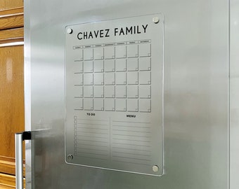 Calendario magnético para nevera - Calendario mensual magnético acrílico - Pizarra magnética acrílica para cocina - Decoración de pared para la cocina