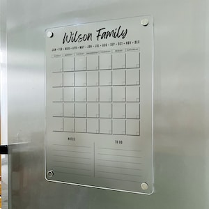 FRIDGE CALENDAR  Magnetic Fridge Calendar - Magnetic Monthly Acrylic Calendar - Acrylic Magnetic Kitchen Board - Kitchen Wall Decor