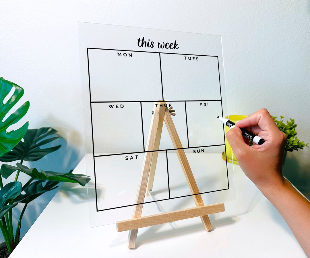 Acrylic Weekly Desk Calendar 2023 Personalized Dry Erase Board, Desk