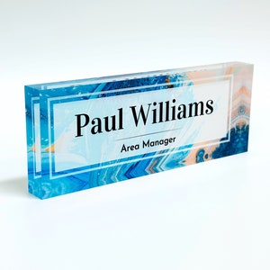 Custom Clear Acrylic Thick 8x3&quot; - Desk Name Plate Block with Personalized Logo Gift for Teacher Co-workers Christmas Gift Thanksgiving Gift