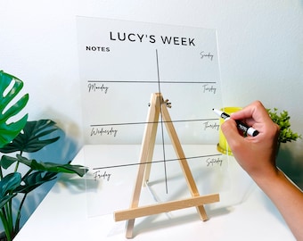 Personalized Acrylic Calendar - Custom Desk Calendar, Dry Erase Board, Dry Erase Organizer, Undated Weekly Desk Planner