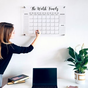 FREE PREVIEW Acrylic Family Planner Wall Calendar Personalized Dry Erase Board, Dry Erase Calendar, Monthly Weekly Calendar, Transparent image 5