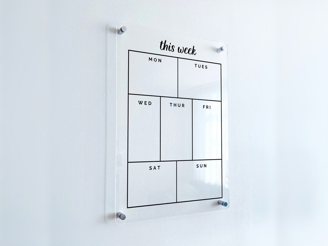 Acrylic Weekly Wall Calendar 2023 Personalized Dry Erase Board, Wall