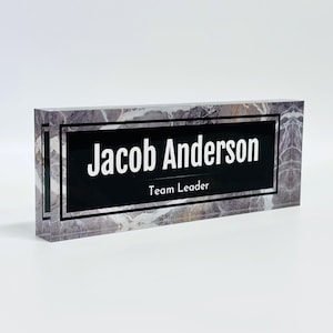 Custom Clear Acrylic Thick 8x3&quot; - Desk Name Plate Block with Personalized Logo Gift for Teacher Co-workers Christmas Gift Thanksgiving Gift