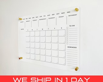 Weekly Premium Large Glass Calendar - Reusable Board for Office and Home - Dry Erase Board - Acrylic Wall Calendar