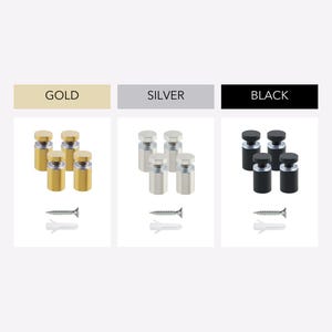 Set of 4 Standoffs – Calendar Hanging Hardware, 0.5” x 0.75” – Silver, Gold, or Black