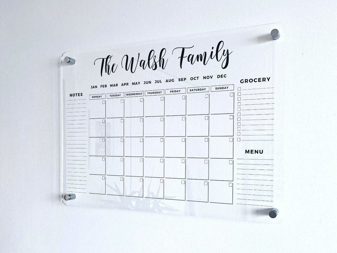 FREE PREVIEW Acrylic Family Planner Wall Calendar - Etsy