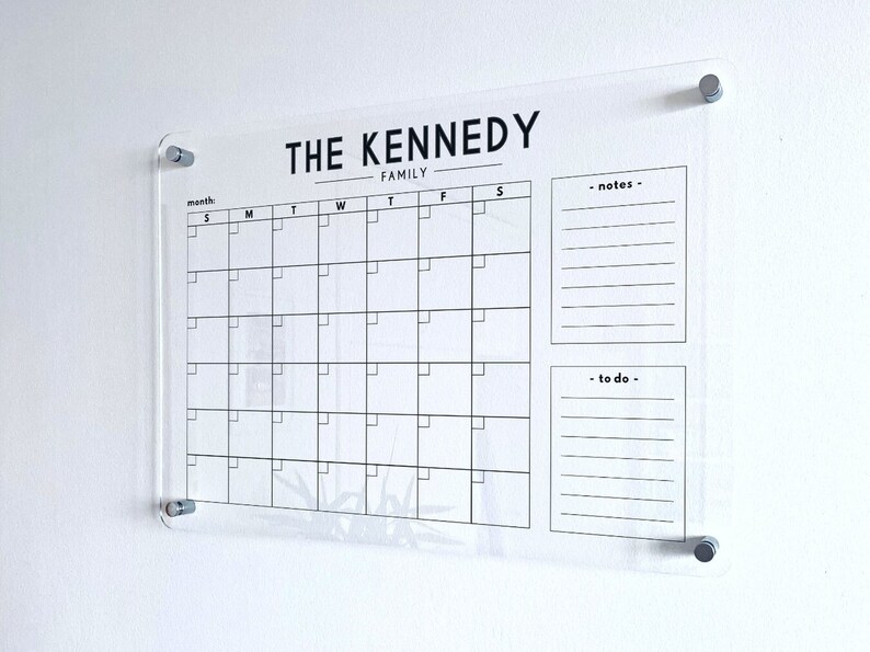 PERSONALIZED Acrylic Family Planner Wall Calendar Dry Erase Etsy