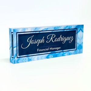 Custom Clear Acrylic Thick 8x3&quot; - Desk Name Plate Block with Personalized Logo Gift for Teacher Co-workers Christmas Gift Thanksgiving Gift