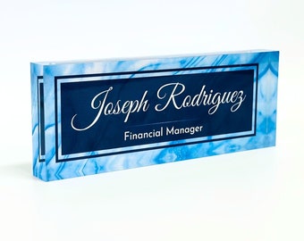 Custom Clear Acrylic Thick 8x3" - Desk Name Plate Personalized Logo Gift for Teacher Co-workers