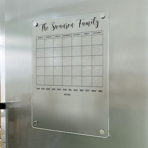 FRIDGE CALENDAR  Magnetic Fridge Calendar - Magnetic Monthly Acrylic Calendar - Acrylic Magnetic Kitchen Board - Kitchen Wall Decor