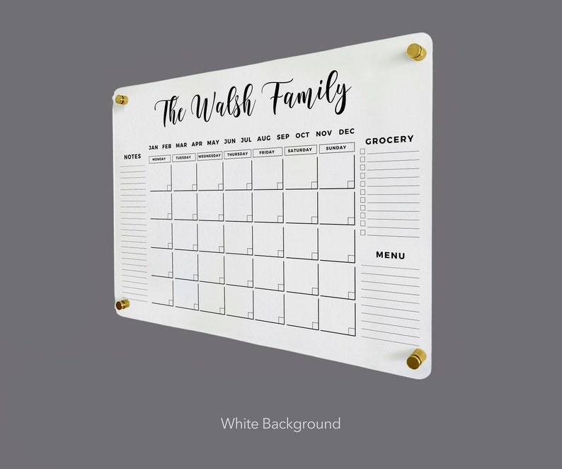 FREE PREVIEW Acrylic Family Planner Wall Calendar Personalized Dry Erase Board, Dry Erase Calendar, Monthly Weekly Calendar, Transparent image 7