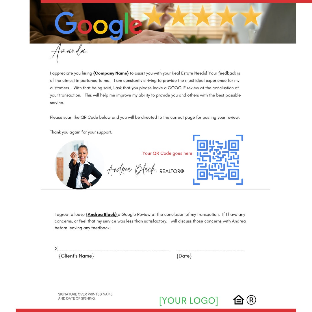 GOOGLE Review Request Agreement Real Estate Email Review Reminder Real GOOGLE Review Request Agreement Real Estate Email Review Reminder Real