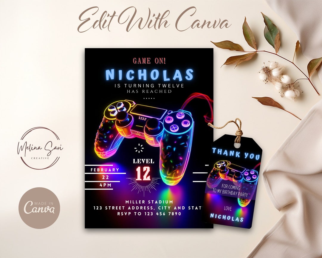 Editable Video Game Party Invitation Template Printable Gamer - Etsy
