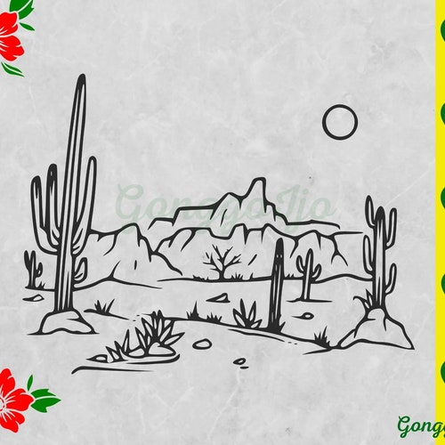 Desert Scene Arizona SVG Cut File Heart Desert Scene Cactus - Etsy