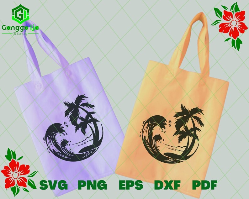 Waves and Palm Tree Svg Wave Surfing Svg Wave Sea File Palm - Etsy ...