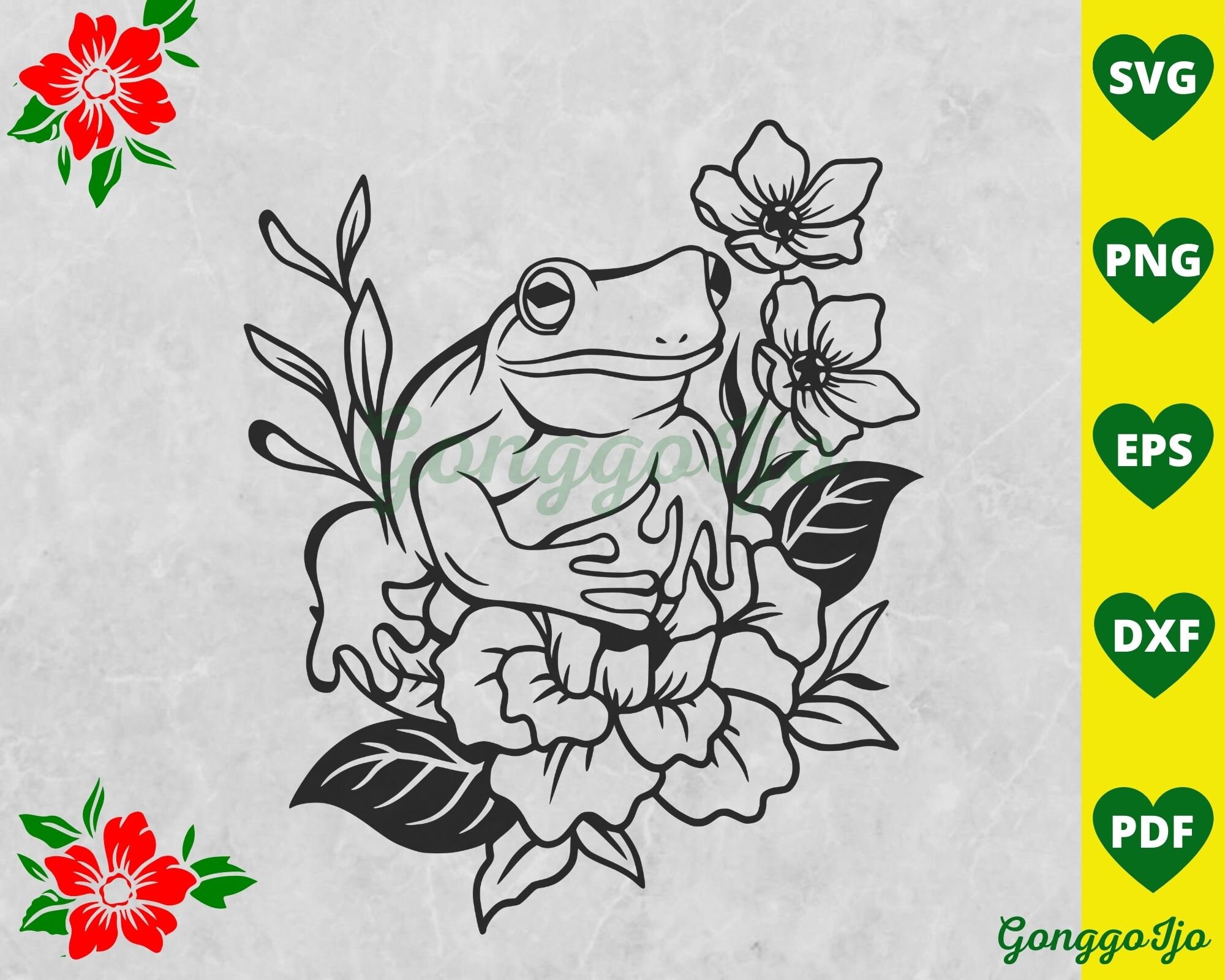 Rana con flores rana floral svg rana SVG archivo floral de - Etsy España