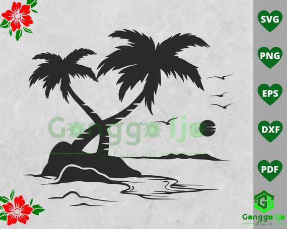 palm tree svg wave svg Bundle Sunset Beach SVG sunset svg Beach scene ...