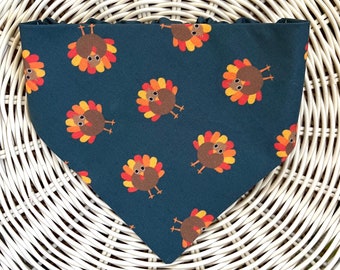 Thanksgiving Turkey Dog Bandana – 2 Designs, 5 Sizes (XS-XL) – Over-the-Collar Style