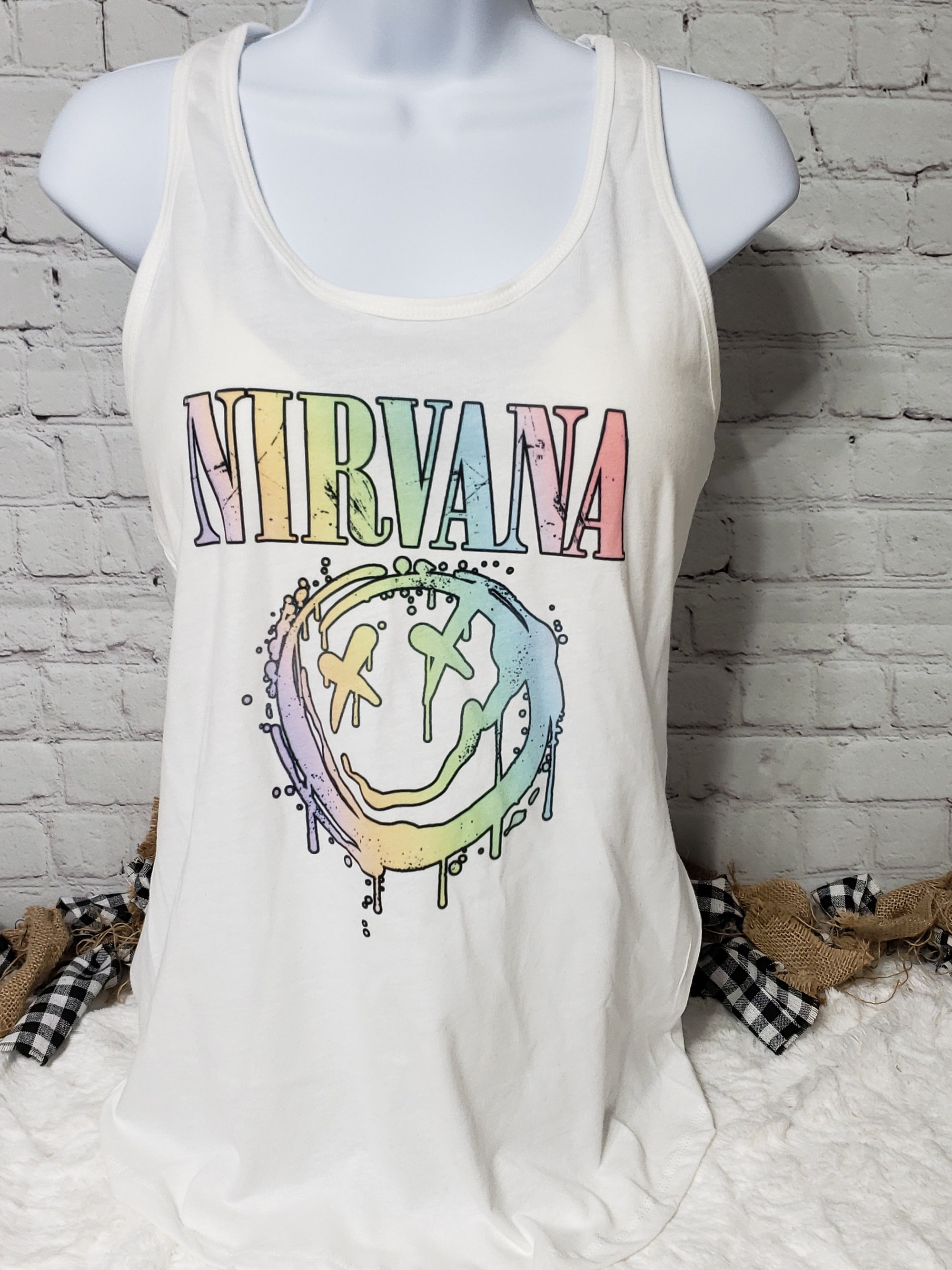 Discover Nirvana tank top, Nirva tank, Custom Nirvana tank, Custom tank top, 90s rock tank, 90s music tank top, custom racer back tank Tank Tops