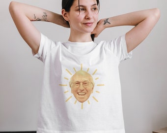 Larry David Shirt Curb Your Enthusiasm Happy Larry Sun Head Funny Unisex Softstyle T-Shirt